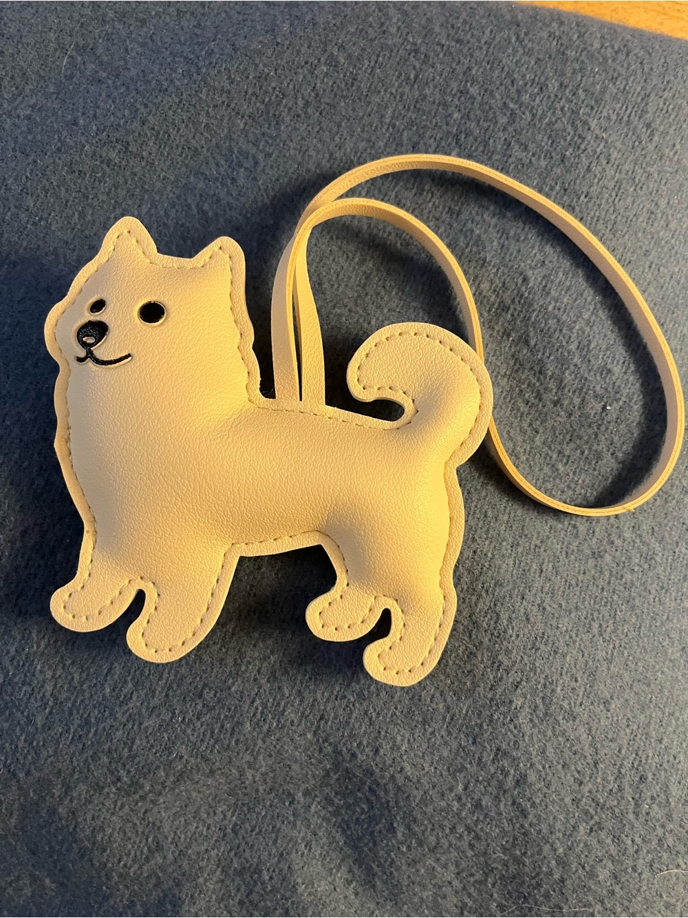 Cream Husky Shaped Bag Charm
